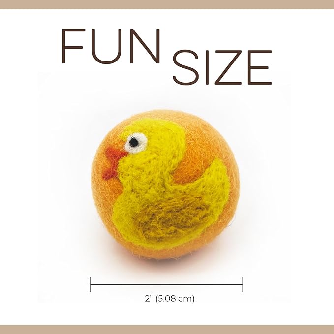 Wool Felt Balls 3 Pack Love Ewe Pet Supplies - 2 in Felted Wool Cat Toys 100% New Zealand Wools Felt Cat Toys Handmade Wools Felts Balls - Cats Felts Ball, Colorful Ball - Duck and Bunny