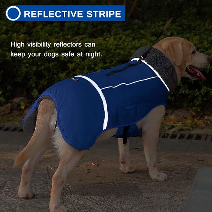 QBLEEV Warm Dog Coat - Reflective Dog Jacket, Waterproof Winter Coat with Turtleneck & Thick Fleece Lining for Small Medium Large Dogs - Snowsuit Christmas Pet Apparel