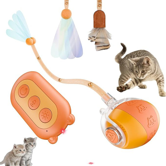 Interactive Cat Toys for indoor Cats,The 4rd Generation Agile Moving Cat Ball with 2 Elastic Mesh Tails,Automatic Kitten Toys for Bored Indoor Adult Cats,Motion Activate Cat Toys with search function