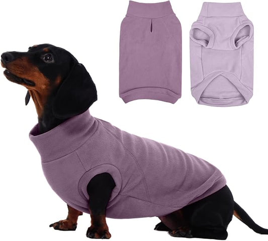 IECOii 2 Pack Fleece Dog Sweaters - Warm & Soft & Stretchy, Coat for Cold Weather, Medium Dogs Boy Girl Fleece Sweaters for Home, Trips, and Walks (Size L,Dark Purple & Light Purple)
