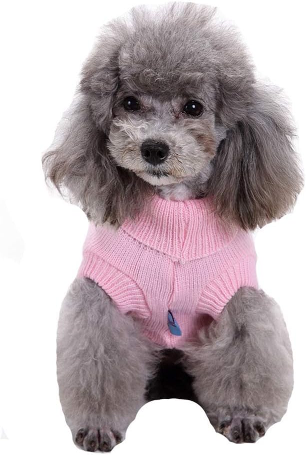 Dog Sweater, Warm & Comfortable Winter Classic Turtleneck Pet Sweater, Large, Pink