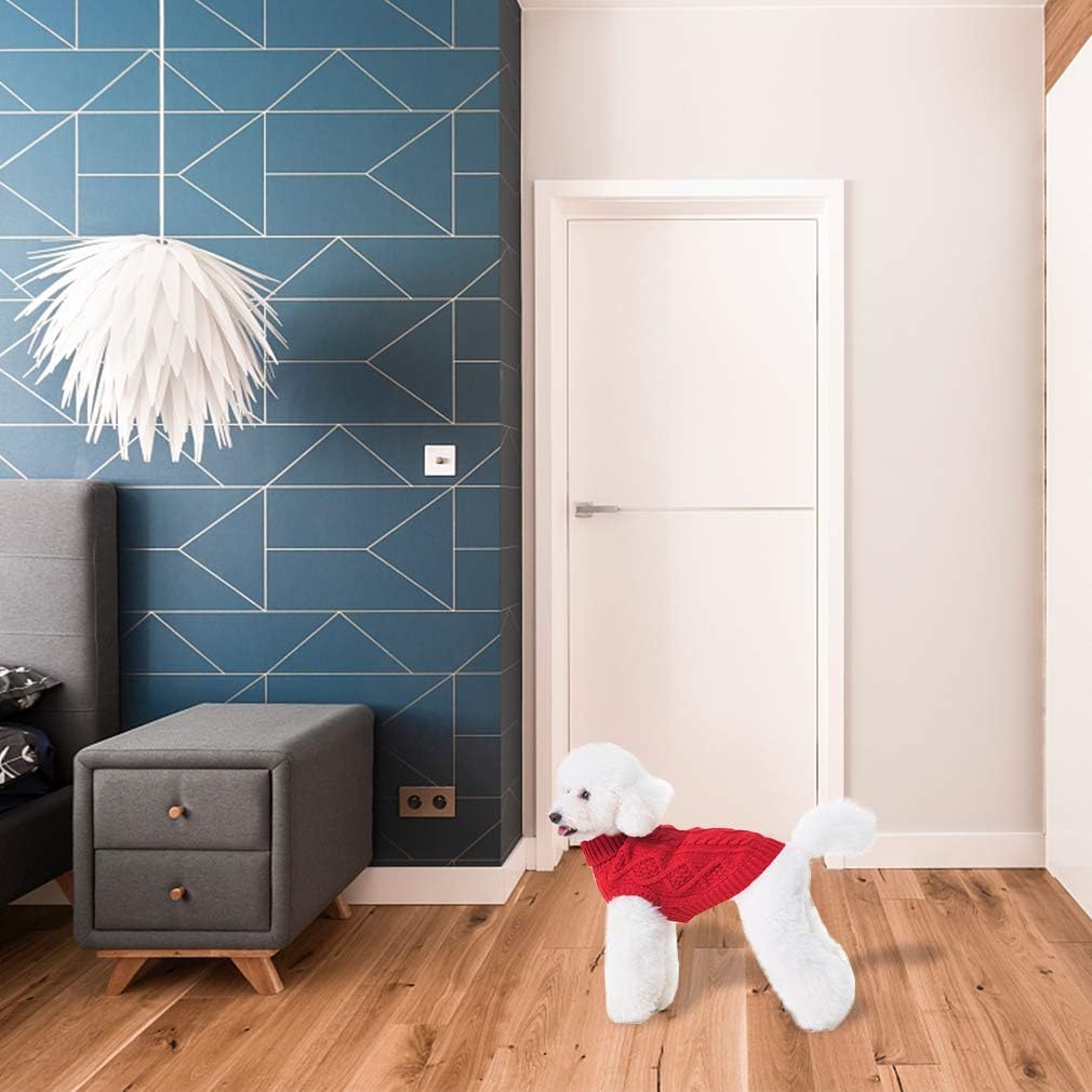 BINGPET Thermal Knitted Dog Sweater for Small Medium Large Dogs,Winter Dog Cat Coat Warm Sweartershirts Outfits,Classic Cable Knit Turtleneck Pullover Dog Jumper Coat Warm Sweartershirts