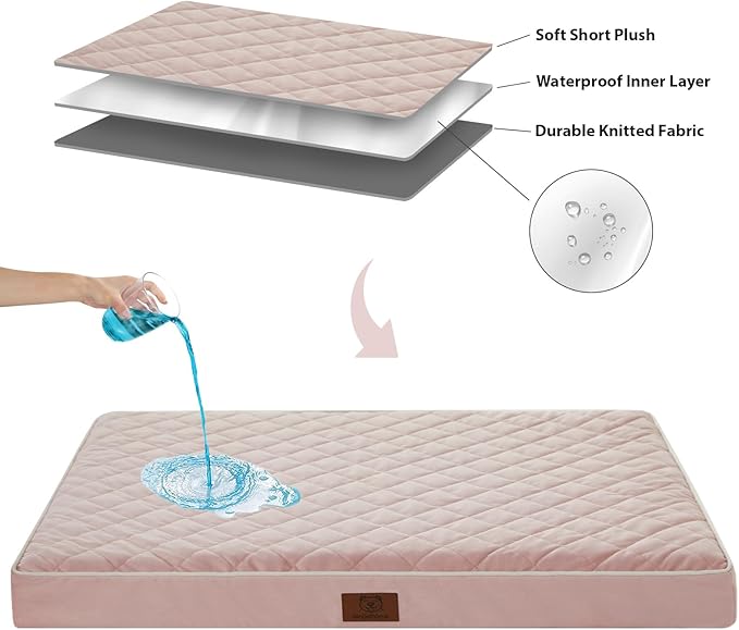 WNPETHOME Orthopedic XXL Dog Beds Large Sized Dog, Waterproof Extra Large Dogs Bed with Removable Washable Cover, Multi-Needle Quilting Dogs Crate Bed