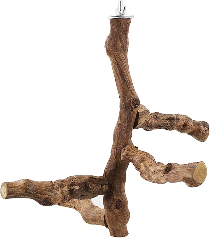 Allazone Bird Perch Natural with Chewing Toys Natural Grapevine Bird Stand Grape Stick Natural Bird Parrot Perch Standfor Parrots, Parakeets Cockatiels, Conures, Macaws, Love Birds (Style 1)