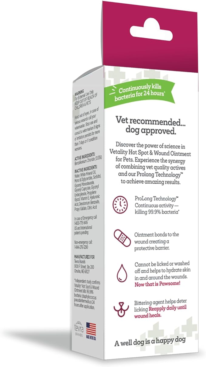 Hot Spot and Wound Ointment for Pets, Itch Relief for Dog Sores and Irritations, 2.5 oz