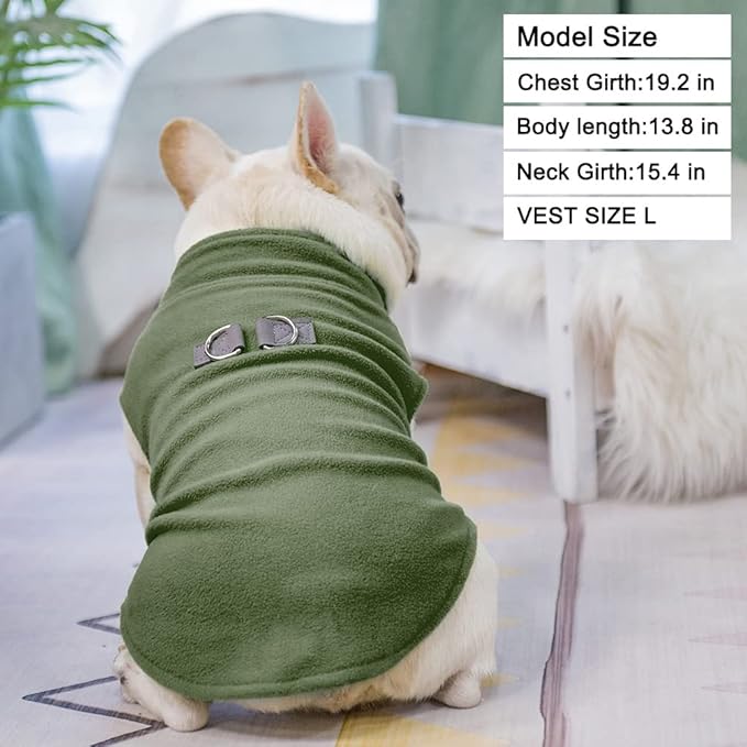 BEAUTYZOO Dog Fleece Vest Sweater Winter Jacket for Small and Medium Dogs with D-Ring Leash Cold Weather Coat Hoodie for XS S M Dogs Boy or Girls, Large