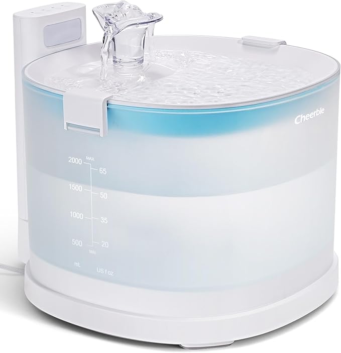 Cheerble Pumpless Cat Water Fountain, 2L/67oz E1 Automatic Cat Water Dispenser for Cats & Dogs MagDrive™ Technology Dual Mode Dispensing, No Cleaning Hassle, No Electrical Leakage, BPA-Free
