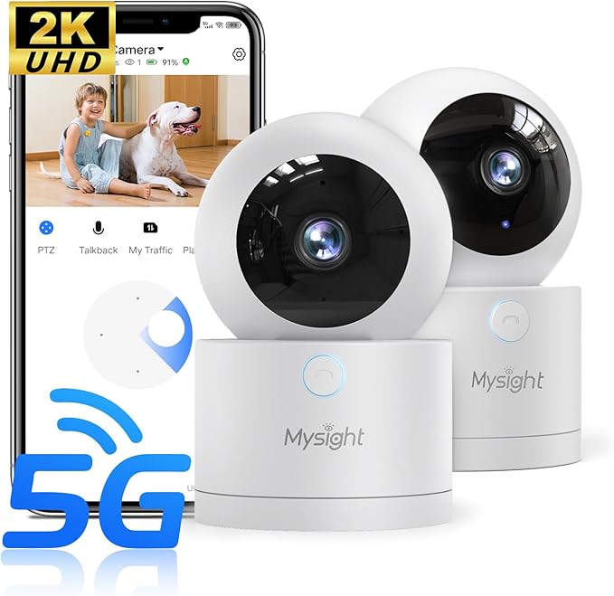 [5G & 2.4G] 2K Pan/Tilt Security Cameras for Home Security Indoor, AI Voice Change for 2-Way Talk, Motion Detection, 24/7 SD Recording/Cloud Storage, Baby Monitor/dog/Pet Camera with Phone App, 2