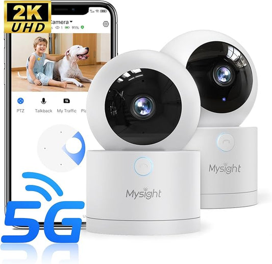 [5G & 2.4G] 2K Pan/Tilt Security Cameras for Home Security Indoor, AI Voice Change for 2-Way Talk, Motion Detection, 24/7 SD Recording/Cloud Storage, Baby Monitor/dog/Pet Camera with Phone App, 2