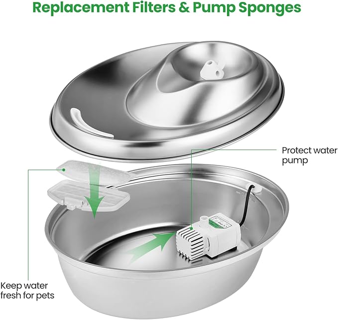12 Pack Replacement Filters for D60 100oz/3L Automatic Pet Fountain, ZEKIRY Carbon Cat Water Fountain Filters, Triple Filtration Pet Fountain Filter Replacement(6Pcs Pump Filters)