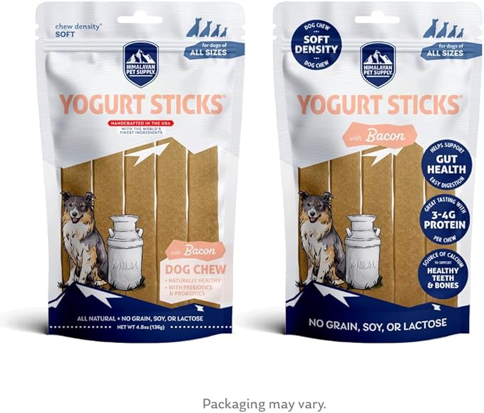 Himalayan Dog Chew Yogurt Sticks, Mixed Flavors, Dog Treats with Prebiotics, Probiotics & Protein, Digestive Support, Lactose & Gluten Free, Natural Dog Treat for All Breeds, Made in America, 4pk