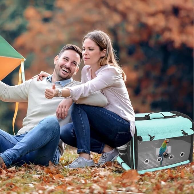 SUERTREE Bird Carrier Bag Bird Travel Cage with Stand, Lightweight Backpack for Parrot, Portable Bird Travel Bag, Pet Transparent Breathable Travel Cage, Green