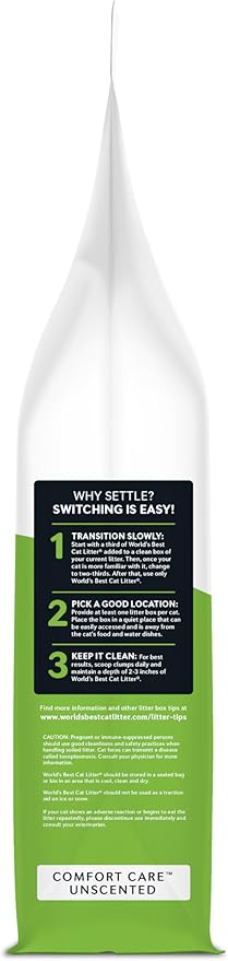 WORLD'S BEST CAT LITTER Comfort Care Unscented, 8-Pounds - Natural Ingredients, Quick Clumping, Flushable, 99% Dust Free & Made in USA - Long-Lasting Odor Control & Easy Scooping