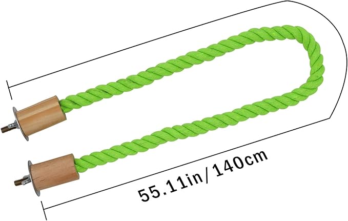 2 Pack Bird Hemp Rope Perch Swing, Bird Cage Stand Pole Accessories, Paw Grinding Standing Climbing Perch for Parrot, Parakeet, Budgies, Lovebirds (55.1 inches/140 cm)
