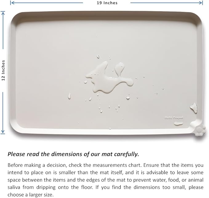 Hoki Found Silicone Pet Food Tray - High-Lips Dog Cat Bowl Mats - Waterproof Dog Cat Food Mats - Colors: Cream Brown