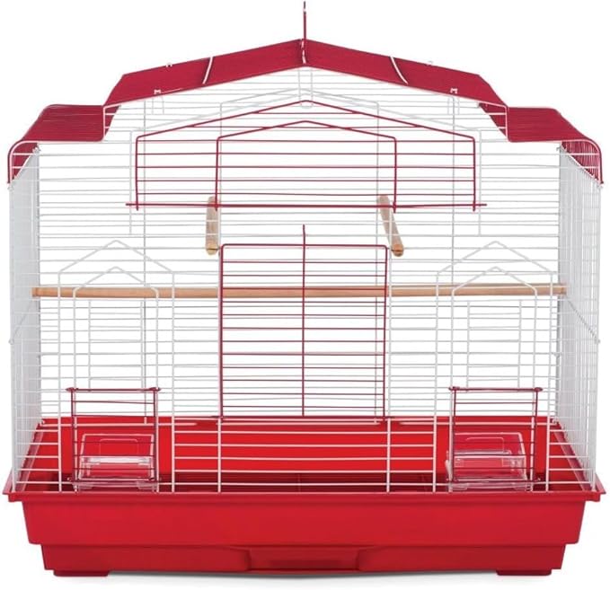 Global Greatness Bird Cage with Spacious Interior, Durable Metal Construction, Elegant Design, and Functional Features for Birds Red
