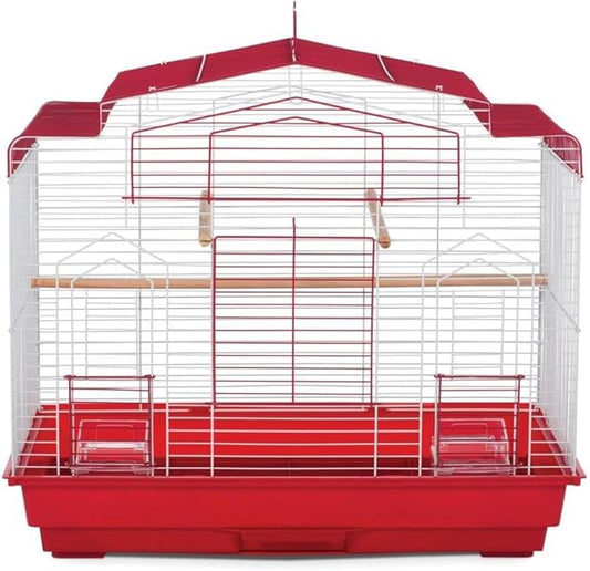 Global Greatness Bird Cage with Spacious Interior, Durable Metal Construction, Elegant Design, and Functional Features for Birds Red