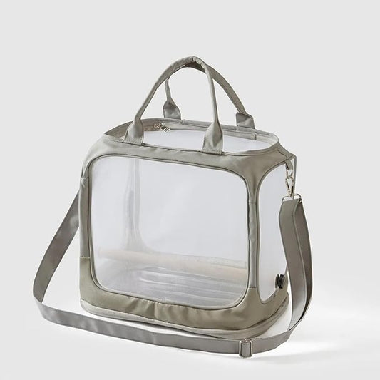 Parrot go Out Portable Bird Bag Oxford Cloth Clear pet cage Foldable pet Go Out Bird Bag (Grey)