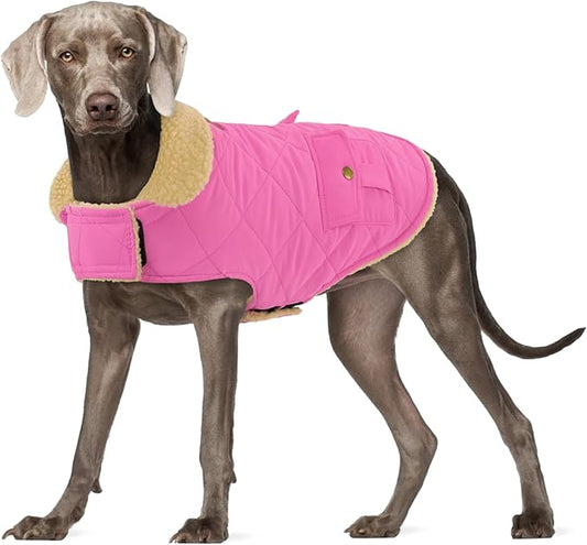 Warm Extra-Large Dog Coat, Pink XL Windproof Cold Weather Snow Jacket for Golden Retriever, Labrador Retriever, Husky