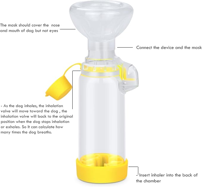 Chamber for Pets Inhaler Spacer for Cat or Dog Handheld Spacer for Giving Medicine to Your Pet with Exclusive Breathing Indicator (for Cat(Yellow))