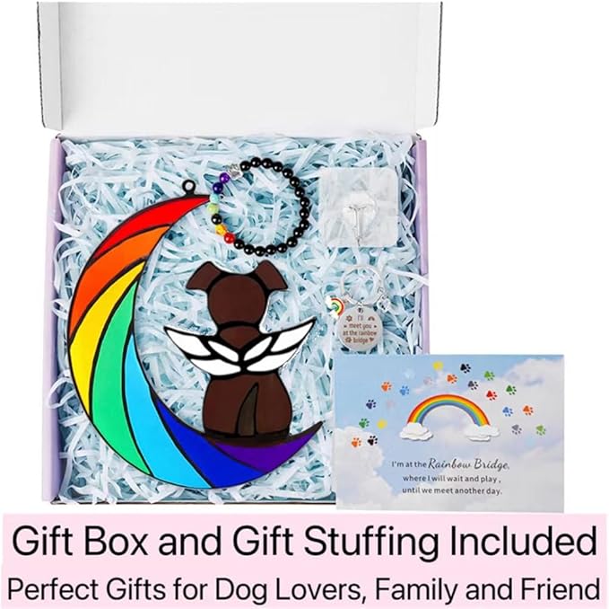 Dog Memorial Gifts, Death Sympathy Gift for Loss of Dogs, Rainbow Bridge Pet Passing Away Pet Memorial Sun Catcher Gifts
