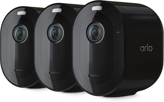Arlo Pro 5S Spotlight Security Camera 2K HDR | Outdoor | Wireless | Dual-Band Wi-Fi Connects to Strongest Network|12X Zoom, 2-Way Audio, Color Night Vision,Live Stream(Black, 3 Cameras)