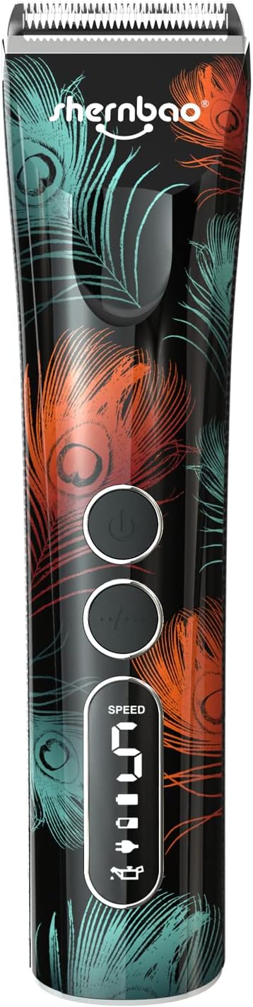 shernbao Professional Animal Grooming Clipper for Thick Heavy Coats, 5-Speed Low Noise Powerful Corded/Cordless 5-in-1 Blade for Small & Large Pet, Dog, Cat, Horse