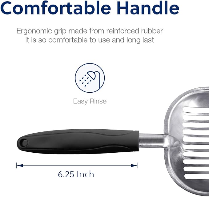 WePet Cat Litter Scoop, Aluminum Alloy Sifter, Kitty Metal Scooper, Deep Shovel, Long Handle, Poop Sifting, Kitten Pooper Lifter, Durable, Heavy Duty, for Litter Box