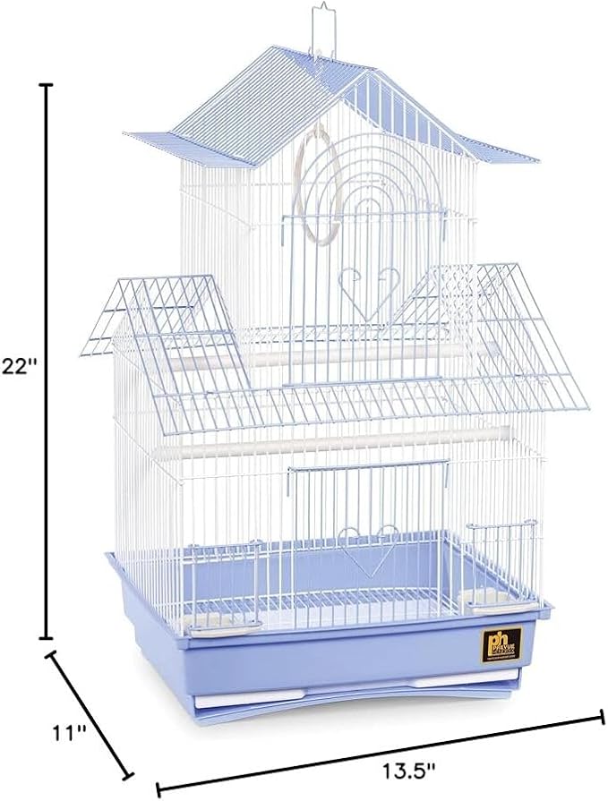 Rustic Retreat Bird Cage with Natural Wood Accents, Durable Metal Construction, Spacious Interior, and Comfortable Features for Birds' Light Blue