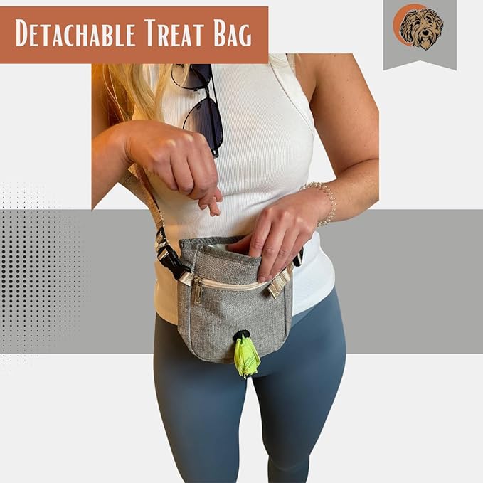 Tito's Closet Dog Travel Bag Includes Pet Travel Accessories 2-Pack Travel Bowl, 2 Dog Food Containers, Treat Bag (Gray), DB2024