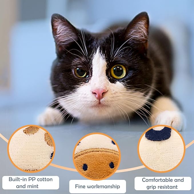 20 Pcs Catnip Toys for Indoor Cats Kittens Xmas Interactive Cat Dental Toy Kitty Plush Training Chewing Toys