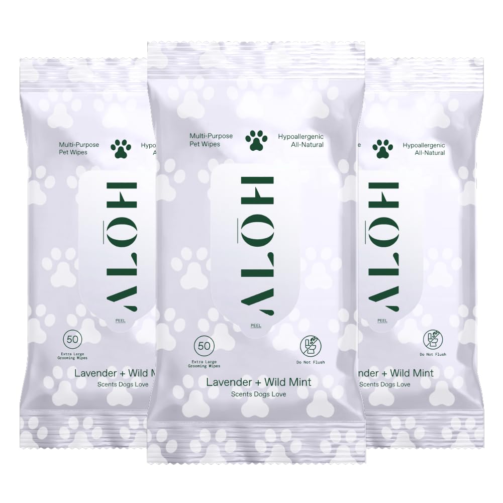 ALŌH Hypoallergenic | All-Natural | Multi-Purpose Pet Wipes. Lavender + Wild Mint 3 Pack of 50ct Wipes (150 Wipes)