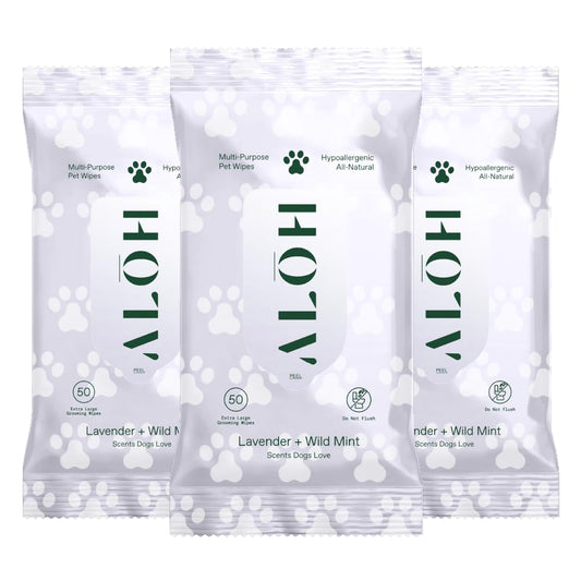 ALŌH Hypoallergenic | All-Natural | Multi-Purpose Pet Wipes. Lavender + Wild Mint 3 Pack of 50ct Wipes (150 Wipes)