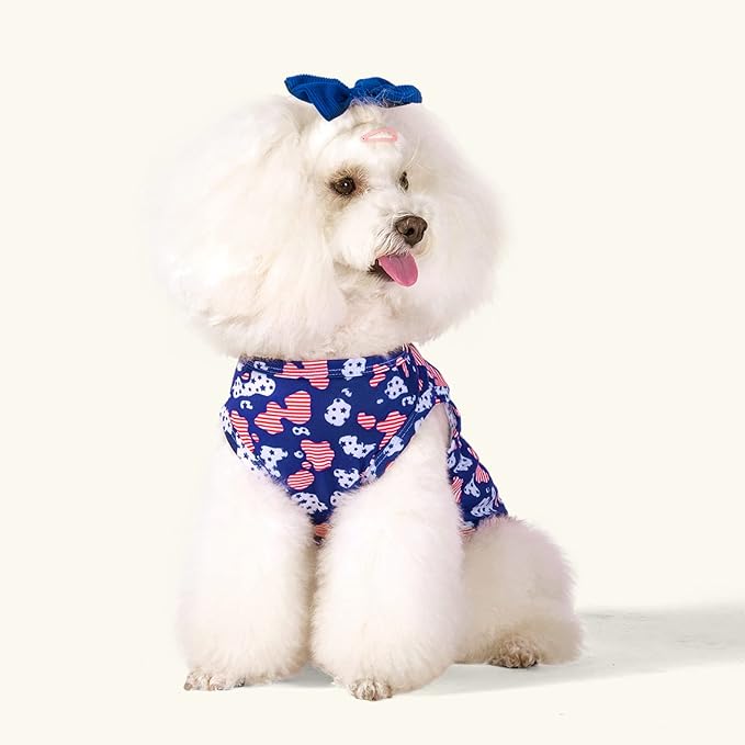 CuteBone 4th of July Dog Shirts 2-Pack Soft Pet Clothes Breathable Summer Vest for Small Puppy and Stretchy Cat Apparel 2BX13XL