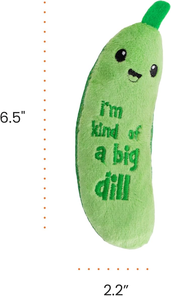 Catstages Crunchy Pickle Kicker Toy with Catnip and Dental Mesh, Pickle Shape, Plush and Crinkle Cat Toy for Kicking, Tossing, and Teeth Cleaning, Green
