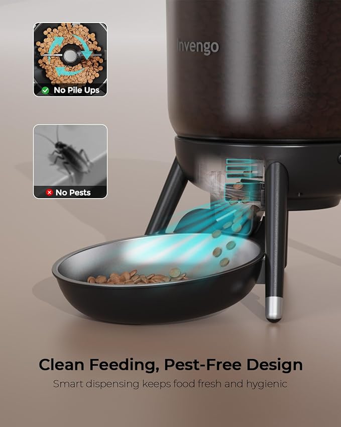 Automatic Cat Feeder with Timed Food Dispenser, One-Touch Feeding, Dual Power Supply, Anti-Bug Design, Visible 3L Hopper – Automatic Pet Feeder for Cats and Small Dogs