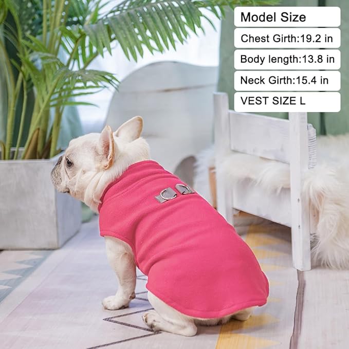 BEAUTYZOO Dog Fleece Vest Sweater Winter Jacket for Small and Medium Dogs with D-Ring Leash Cold Weather Coat Hoodie for XS S M Dogs Boy or Girls,Rose M
