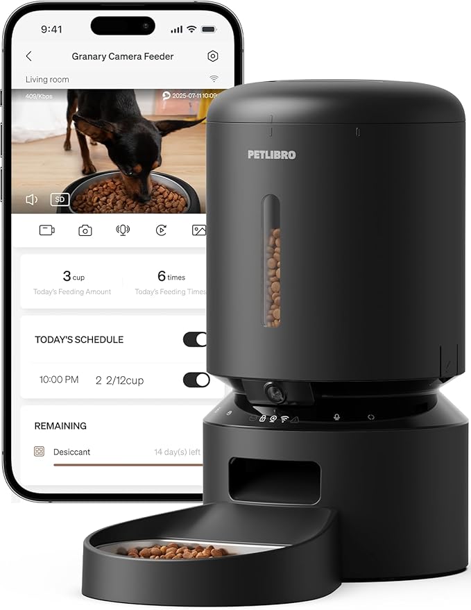 PETLIBRO Automatic Cat Feeder with Camera, 1080P HD Video with Night Vision, 5G WiFi Pet Feeder with 2-Way Audio, Low Food & Blockage Sensor, Motion & Sound Alerts for Cat & Dog Single Tray