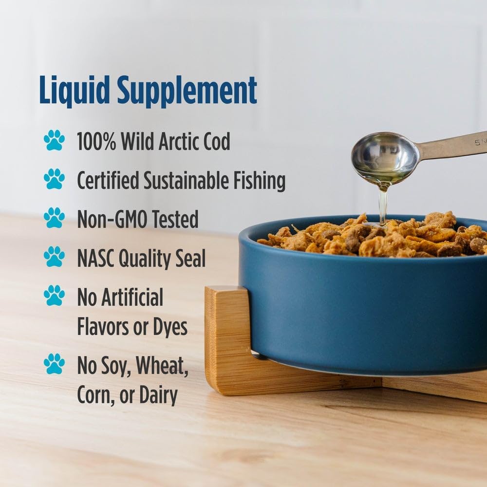 Nordic Naturals Pet Cod Liver Oil, Unflavored - 8 oz - 1048 mg Omega-3 Per Teaspoon - Fish Oil for Dogs with EPA & DHA - Promotes Skin, Coat, & Immune Health