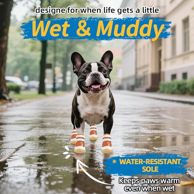 Dog Shoes for Small Dogs, Breathable Dog Boots Paw Protector for Hot Pavement Winter Snow, Dog Booties with Rugged Anti-Slip Sole for Hardwood Floors Outdoor Walking Brown - White Size 2