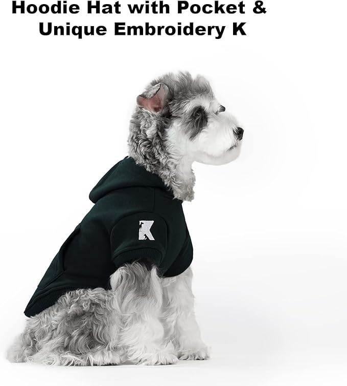 Koneseve Dog Hoodie Fleece Dog Clothes Warm Sweater with Hat for Medium Large Dogs Cat Hooded Shirt Kitten Pet Basic Sweatshirt with Pocket Doggie Soft Winter Coat Apparel (Green; 5XL)