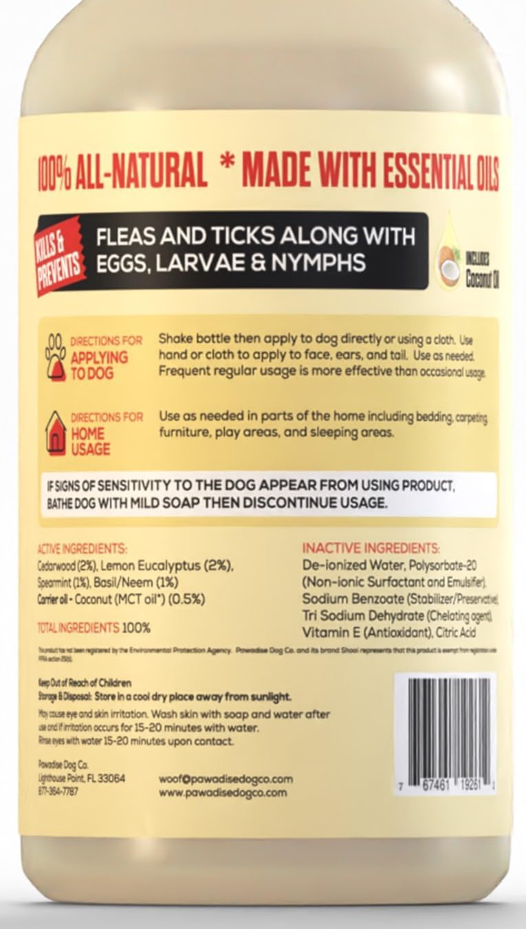 Shoo! Flea & Tick Spray for Dogs and Home | Plant Based, Natural Oils, Chemical Free Formula | Kills, Repels, Prevents | 16 oz (Morning Freshness)