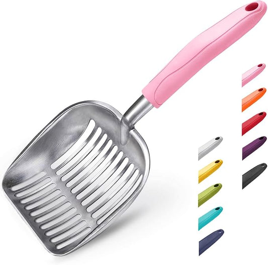 WePet Cat Litter Scoop, Aluminum Alloy Sifter, Kitty Metal Scooper, Deep Shovel, Long Handle, Poop Sifting, Kitten Pooper Lifter, Durable, Heavy Duty, for Litter Box