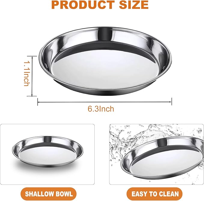 Stainless Steel Raised Cat Food Bowl for 2 Bowls, 6.3-Inch Replaceable Cat Bowl, Pack of 2