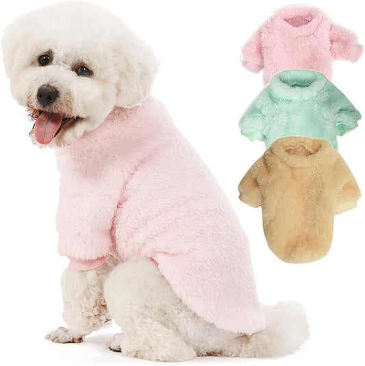 Dog Sweater, 3 Pack Dog Sweaters for Small Dogs, Dog Clothes for Small Dogs Girl Boy, Ultra Soft and Warm Puppy Sweater Dog Coat for Winter Christmas (XS, Lt Pink+Lt Green+Lt Yellow)