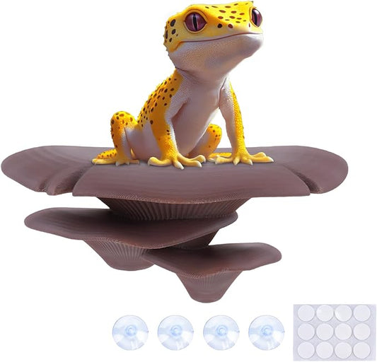 Mushroom Decor for Reptile Tank, Fish Tank, Pet-Safe Bearded Dragon Tank Accessories, Realistic Terrarium Plants for Leopard Geckos, Crested Geckos, Tree Frogs, Snakes (Cocoa, Trio Cap)