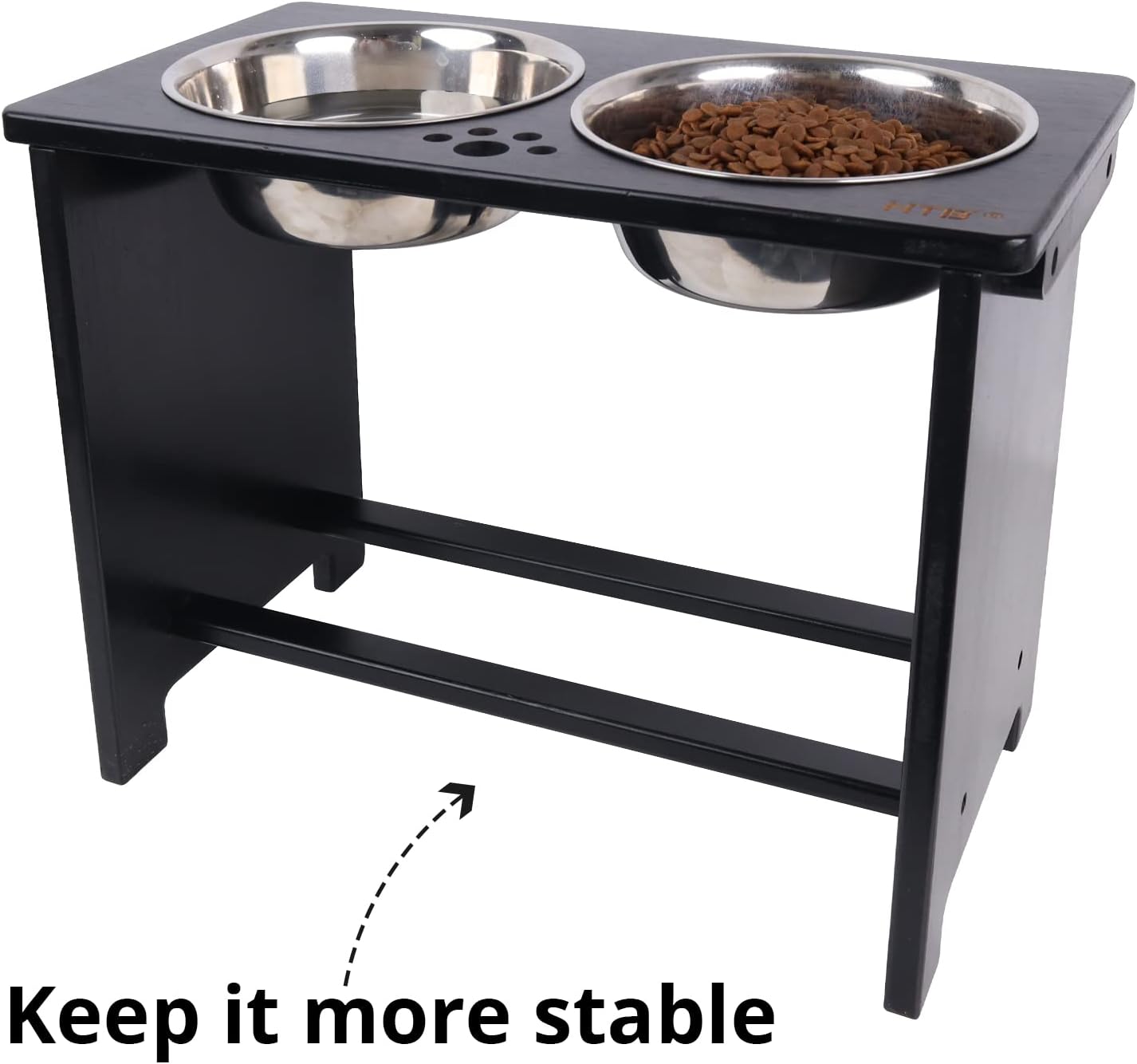 HTB Elevated Dog Bowls,Raised Dog Bowl Stand with 2 Stainless Steel Bowls,Elevated Raised DogBowls for Large Medium Small Sized Dogs