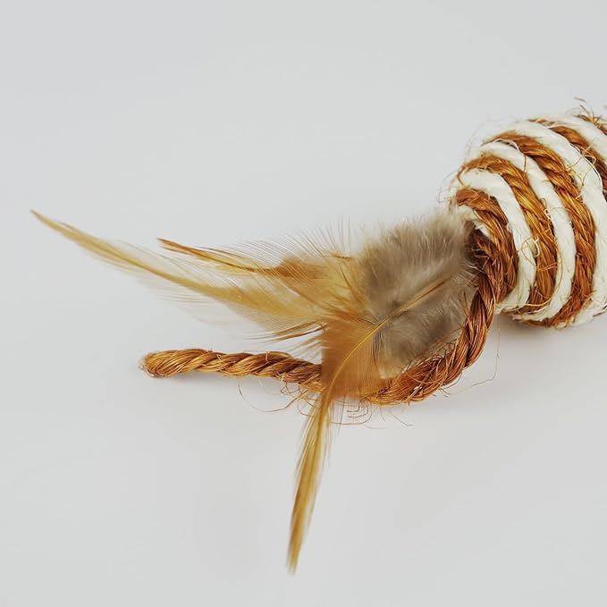 TTcat Cat Toys Set with Sisal Rope & Feathers Ball and Mouse - 2 Pack, Interactive Toys for Indoor Cats,Kittens