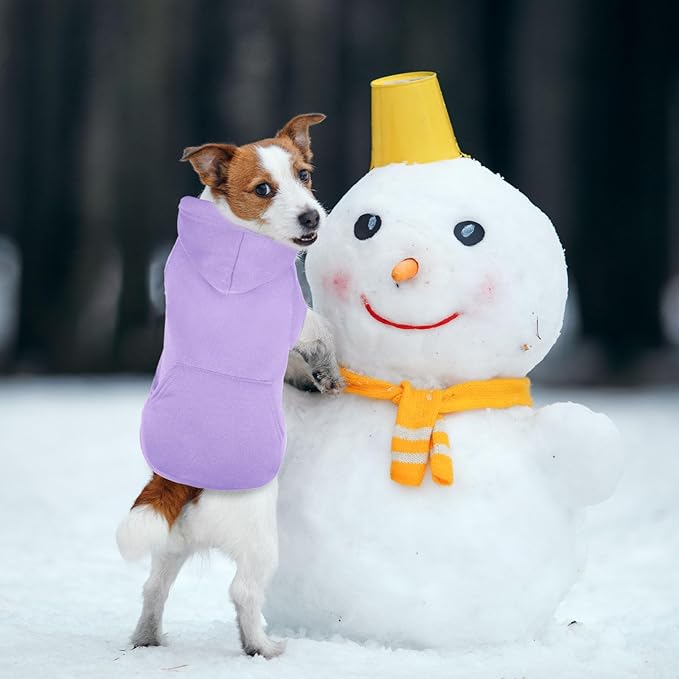 Dog Sweaters,Dog Hoodie,Cozy Fleece Interior Sweatshirt with Hood & Pocket,Leash Hole,Pet Clothes Sweater for Small,Medium,and Large Dogs,Light Purple&M