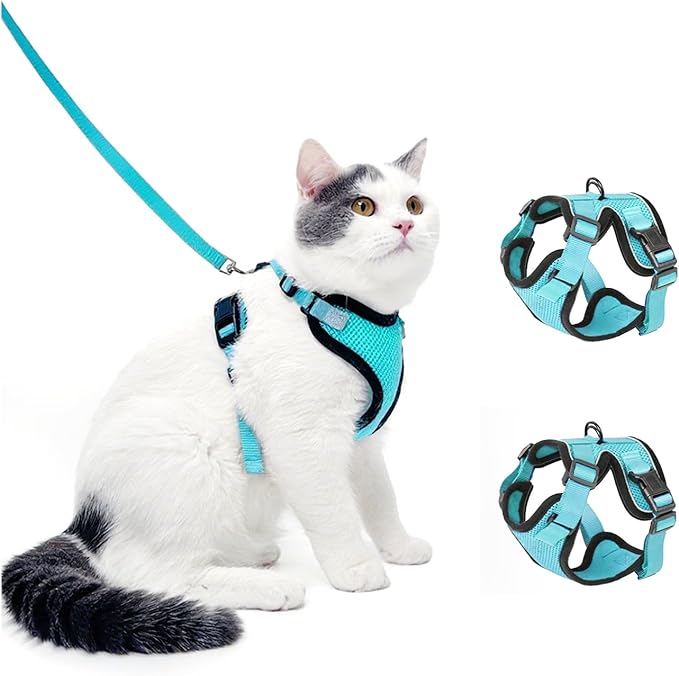 Luxelle 2 Pack Escape-Proof Cat Harness and Leash Set for Walking – Adjustable No Pull Soft Vest with Easy-Wear Buckle, Reflective Straps, Breathable Mesh – Outdoor Travel Harness for Cats & Kittens